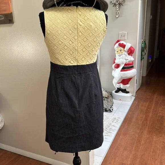 🍀2/10.00, Alyx dress yellow lace jewelry closure top denim zip down back ,excell - Picture 6 of 10